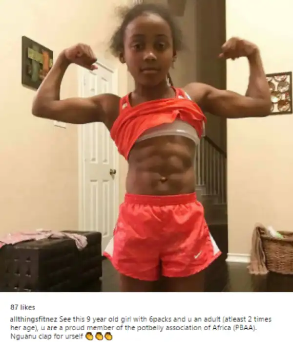 Check Out This 9-Year-Old Nigerian Girl With 6 Packs